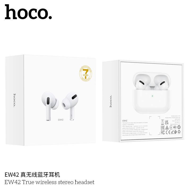 Наушники внутриканальные HOCO EW42, пластик, bluetooth 5.3, микрофон, цвет: белый (1/14/140)