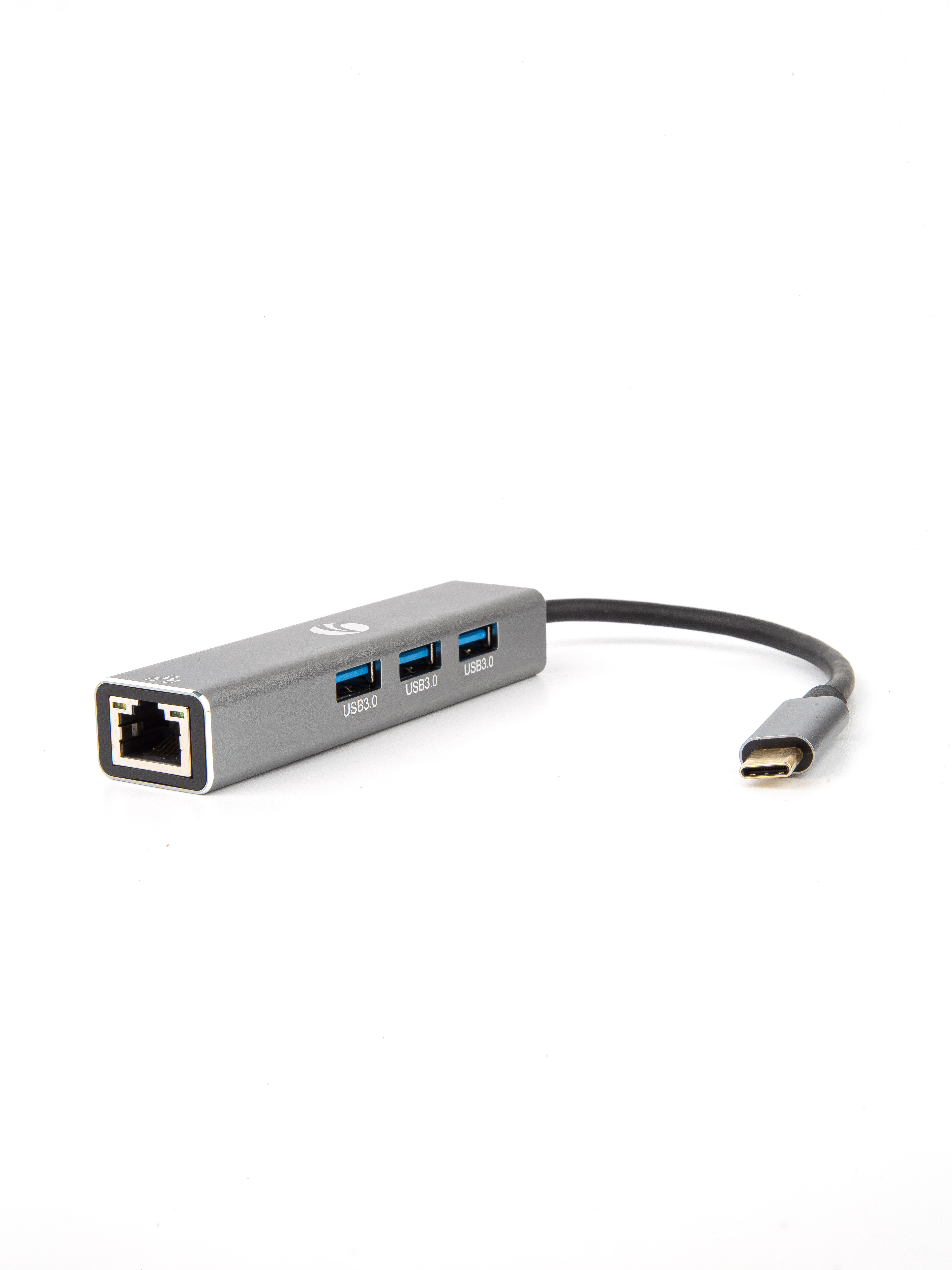 USB-концентратор USB 3.1 Type-Cm --> RJ-45+3port USB3.0(f) Aluminum Shell VCOM <DH311A> (1/150)