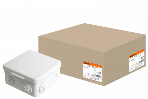 Распаячная коробка ОП 100х100х55мм, крышка, IP54, 8вх. инд. штрихкод TDM (10/60)