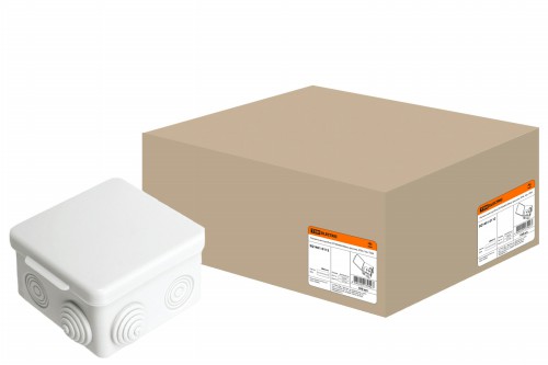 Распаячная коробка ОП 80х80х50мм, крышка, IP54, 7вх. TDM (10/100)