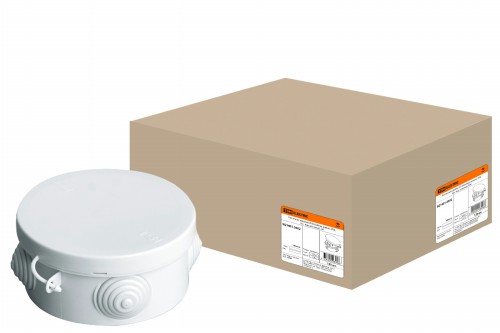 Распаячная коробка ОП D85х40мм, крышка, IP54, 4вх. инд. штрихкод TDM (1/120)