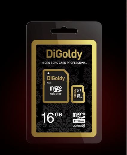 MicroSD  16GB  DiGoldy Class 10 + SD адаптер