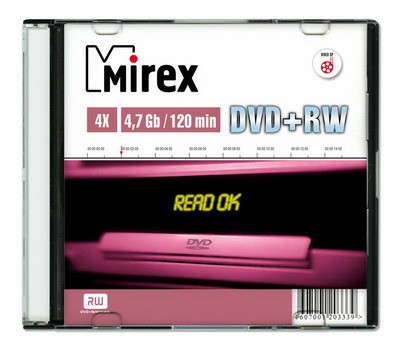 Диск MIREX DVD+RW 4,7 Гб 4x Slim case (50)