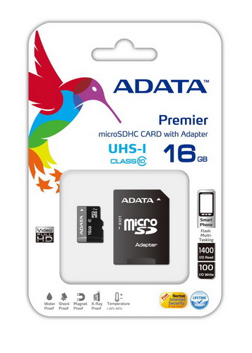 MicroSD  16GB  A-Data Class 10 Premier UHS-I + SD адаптер