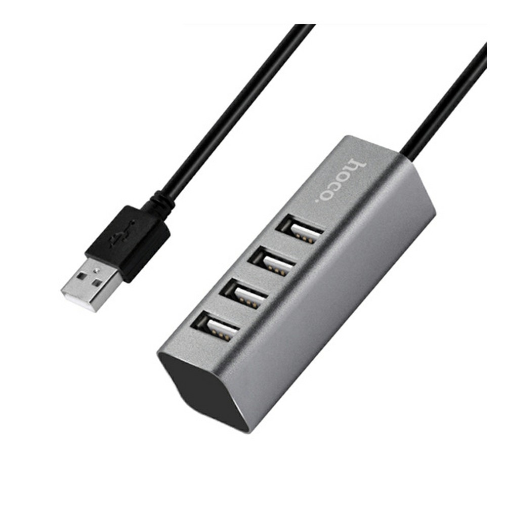 USB-концентратор HOCO HB1, 4 гнезда, 1 USB выход, цвет: серый (1/12/120)