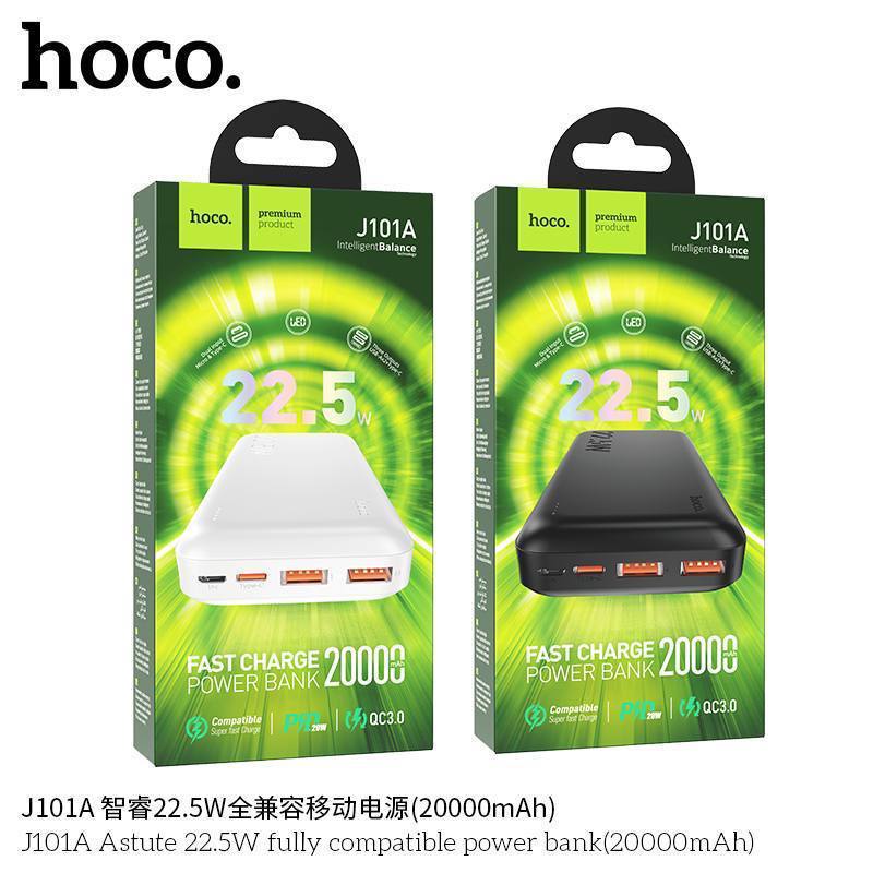 Аккумулятор внешний HOCO J101A, Astute, 20000mAh, QC3.0, PD3.0, цвет: чёрный (1/42)