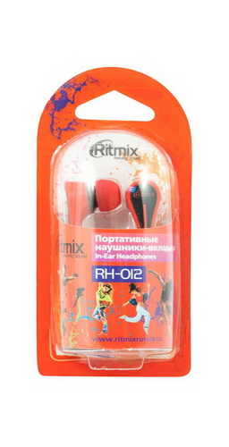 Проводные внутриканальные наушники RITMIX RH-012, шнур 1.2 м, оранжевые (1/10/400)