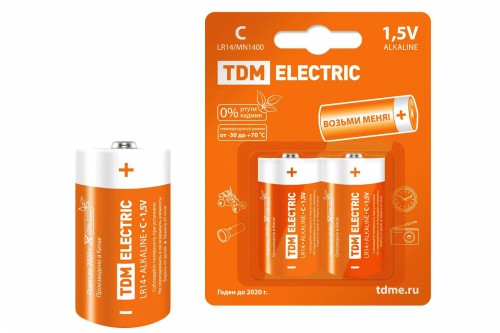 Элемент питания TDM LR14 C Alkaline 1,5V BP-2 (2/24/192)