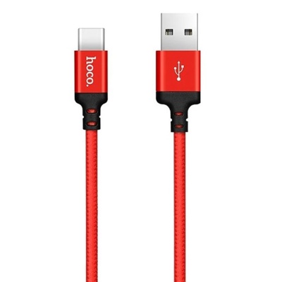 Кабель USB - Type-C HOCO X14 Times speed, 1.0м, круглый, 3.0A, ткань, цвет: красный (1/33/330)