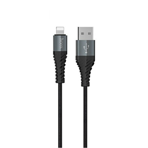 Кабель USB - 8 pin HOCO X38 Cool, 0.25м, круглый, 2.4A, ткань, цвет: черный (1/31/310)