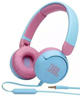 Детские накладные наушники JBL JR 310 1м проводные оголовье (JBLJR310BLU), голубой/розовый