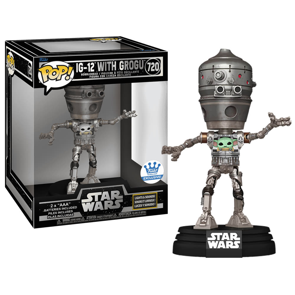 Фигурка Funko Pop! Deluxe Lights and Sounds: Star Wars: The Mandalorian - IG-12 with Grogu (720)