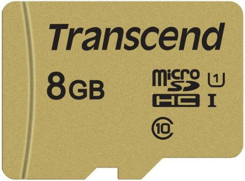 MicroSD  8GB  Transcend 500S UHS-I U1  + SD адаптер, MLC