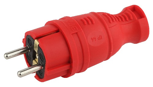 Вилка каучуковая ЭРА V8-RED-IP44 з/з прямая 16A IP44 красная (1/360)