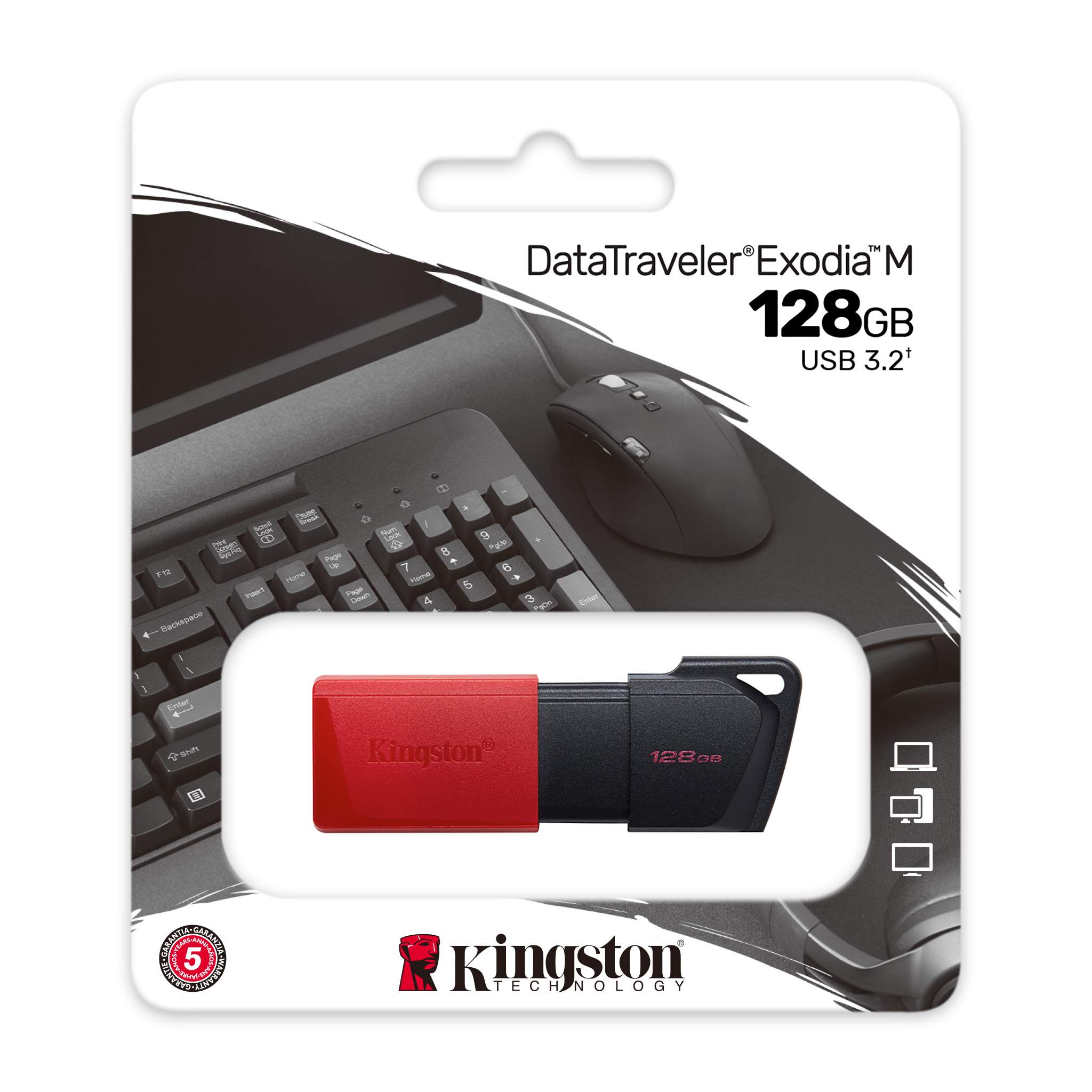 USB 3.2  128GB  Kingston  DataTraveler Exodia M  чёрный/красный