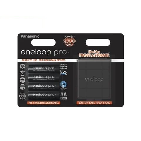 Аккумулятор PANASONIC  R6 eneloop pro BK-3HCDEC4BE (2500mAh)  +футляр (4 бл) (4/40)