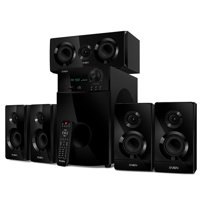 Акустическая система 5.1 SVEN HT-210, чёрный, мощность (RMS):50Вт+5x15Вт, Bluetooth, Optical, Coaxia
