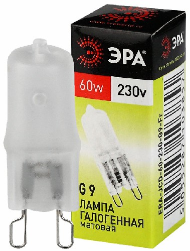 Лампа ЭРА галогенная G9-JCD-60-230V-FR G9 60Вт капсула матовая теплый белый свет (1/1000)