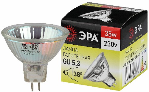 Лампа ЭРА галогенная GU5.3-JCDR (MR16)-35W-230V-CL GU5.3 35Вт софит теплый белый свет (1/200)