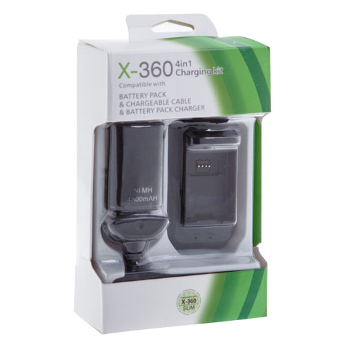 Набор X-BOX 360 5 в1 (блок+кабель зарядки + акб 4800*2) чёрный