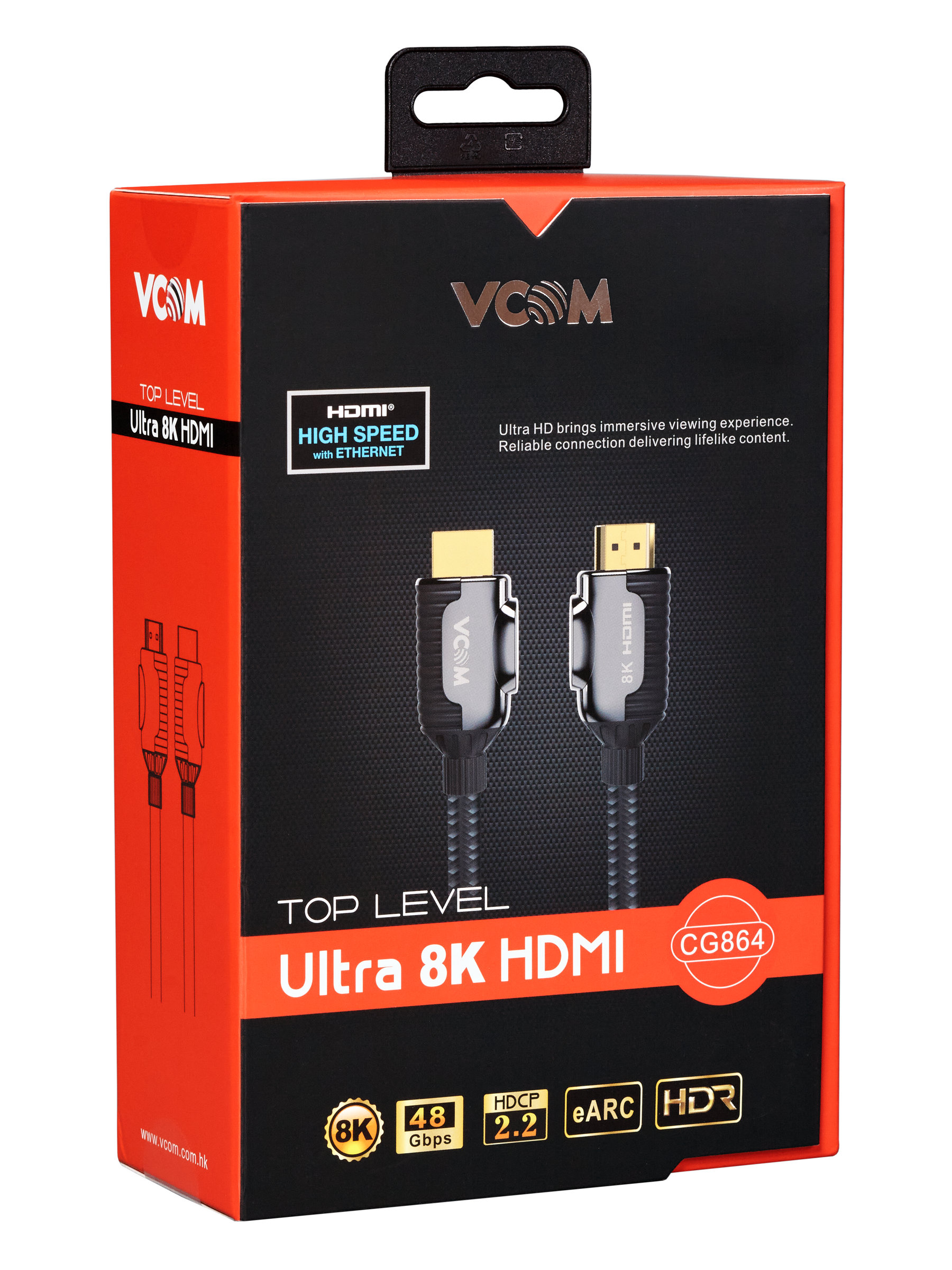 Кабель HDMI 19M/M,ver. 2.1, 8K@60 Hz 0.5m VCOM <CG864-0.5M> (1/40)