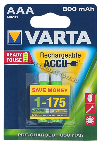 Аккумулятор VARTA R03 R2U (800 mAh) (2 бл)  (2/20/100)