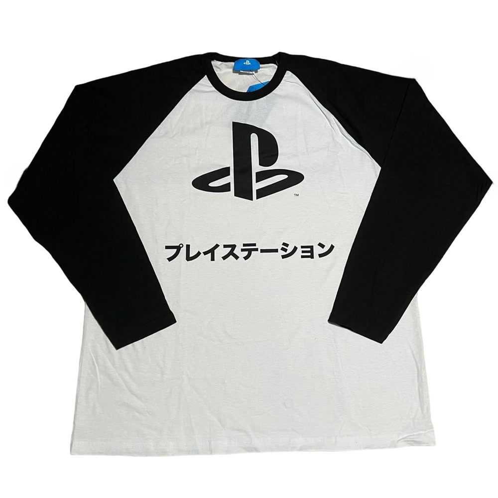 Лонгслив Baseball Long-Sleeve Shirt Playstation - PS Logo with Japanese Text, White/Black Size M