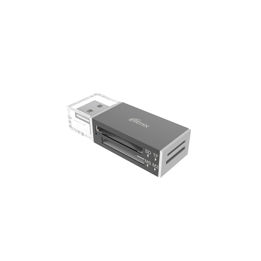 Картридер RITMIX CR-2042, USB 2.0, SD, Micro SD, MS, M2, черный (1/200)