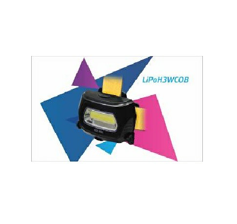 Фонарь КОСМОС светодиодный LiPoH3WCOB аккумуляторный налобный Li-Po 800mAh, 3W COB, зарядка от 220В
