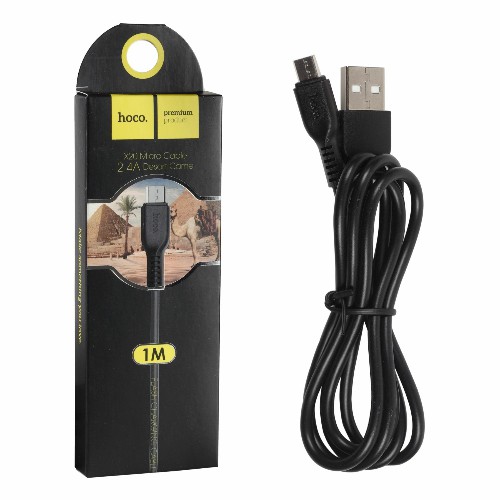 Кабель USB - микро USB HOCO X20, 1.0м, круглый, 2.1A, силикон, цвет: чёрный (1/30/300)