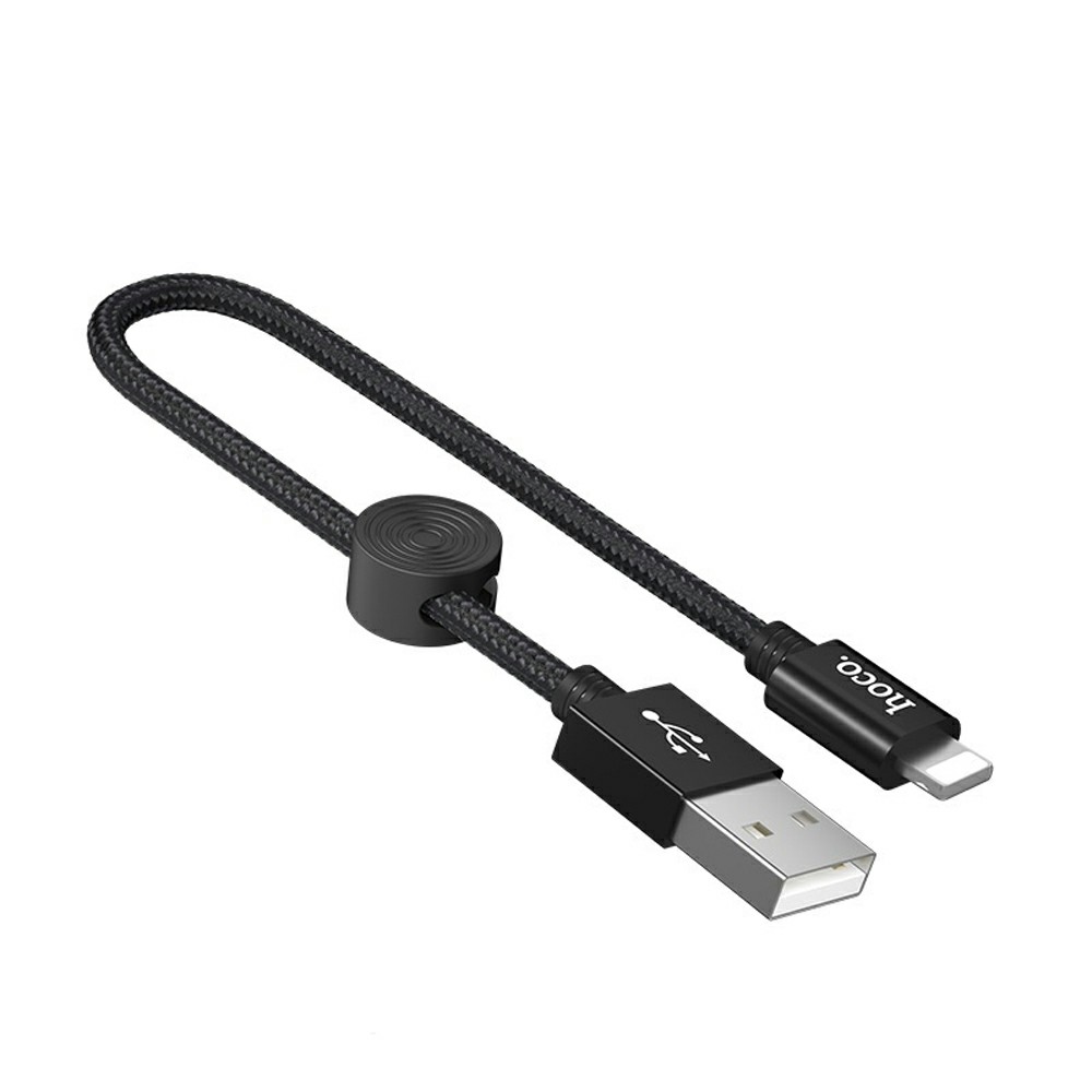 Кабель USB - 8 pin HOCO X35 Premium, 0.25м, круглый, 2.4A, ткань, цвет: чёрный (1/31/310)