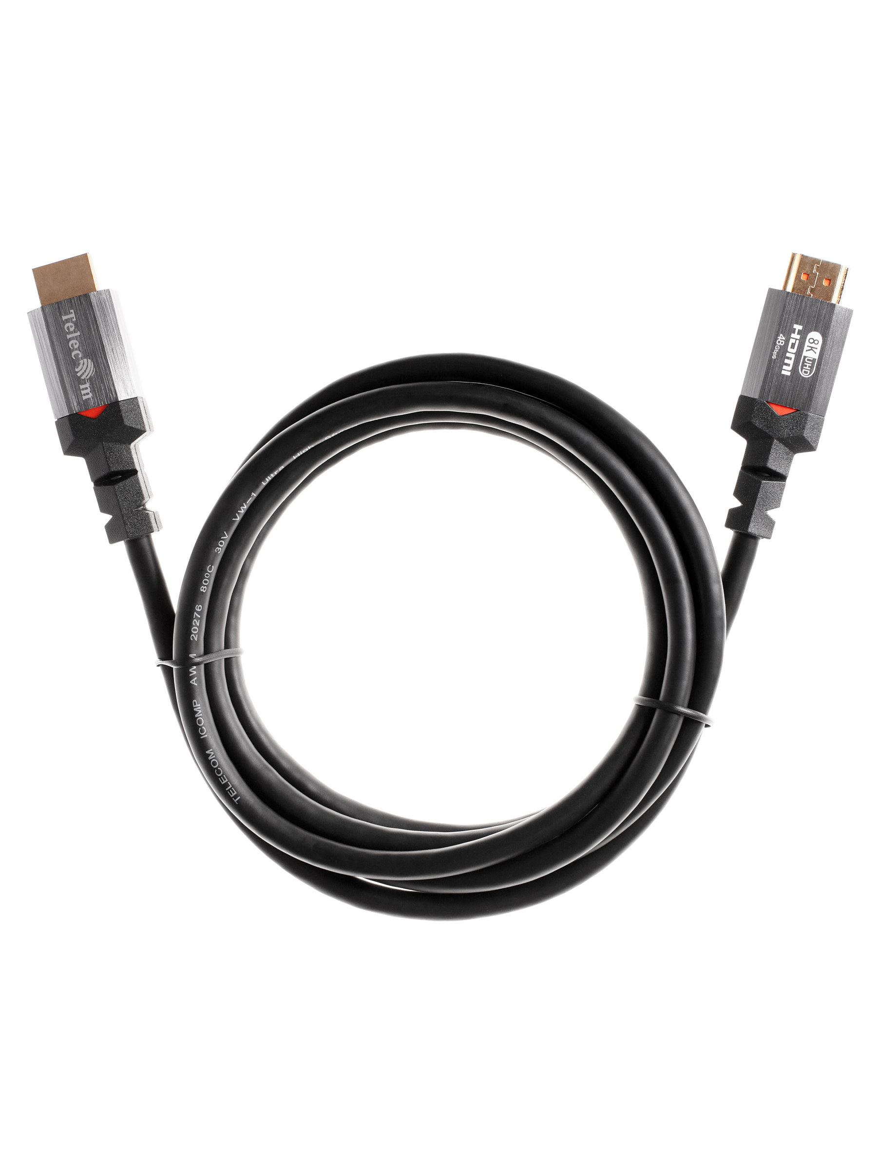 Кабель HDMI 19M/M,ver. 2.1, 8K@60 Hz 2m метал разъемы, Telecom <TCG365-2M> (1/80)