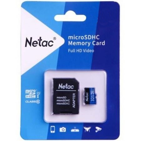 MicroSD  32GB  Netac  P500  Standard  Class 10  UHS-I (90 Mb/s) + SD адаптер