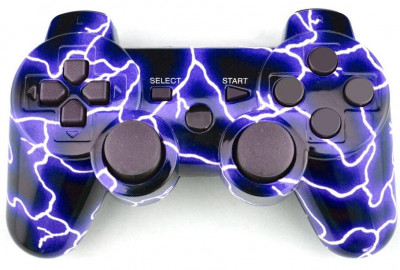 Джойстик PS3 Dual Shock молнии синие