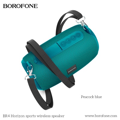 Колонка портативная Borofone BR4, Horizon, пластик, Bluetooth, USB, microSD, AUX, цвет: светло синий