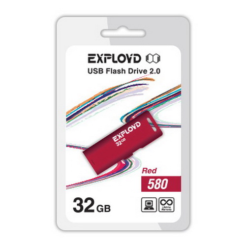 USB  64GB  Exployd  580  красный