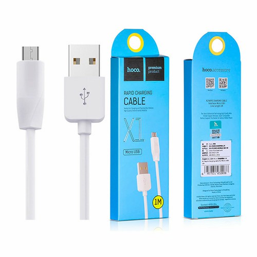 Кабель USB - микро USB HOCO X1 Rapid series, 1.0м, круглый, 2.1A, силикон, цвет: белый (1/30/300)