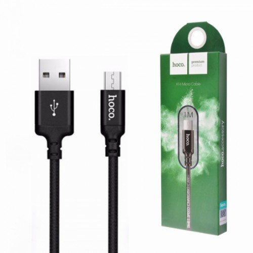 Кабель USB - микро USB HOCO X14 Times speed, 1.0м, круглый, 2.0A, ткань, цвет: чёрный (1/33/330)