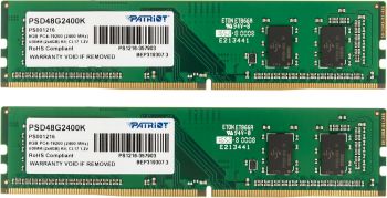 Память  8GB  Patriot, DDR4, DIMM-288, 2400 MHz, 19200 MB/s, CL17, 1.2 В (2х4Gb)