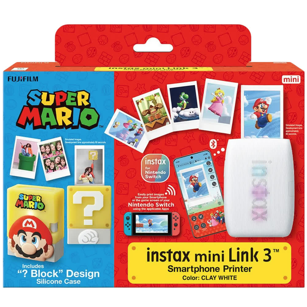 Фотопринтер моментальной печати FUJIFILM Instax Mini Link 3 Super Mario Edition, белый (глиняный)