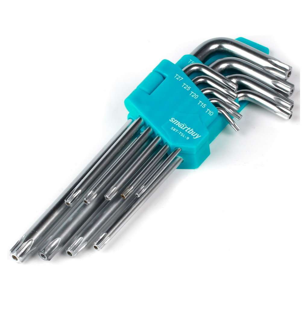 Набор ключей SMARTBUY TORX c отверст. 9шт, длинные TORX:10,15,20,25,27,30,40,50, CR-V (1/48)