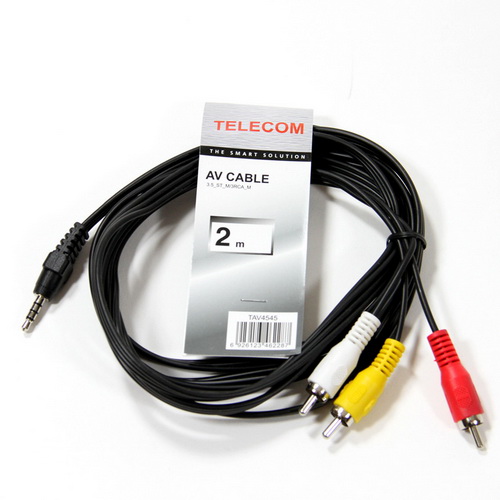 Кабель соединительный TELECOM 3.5 Jack (M) / 3 RCA (M), 2 м. (1/250)