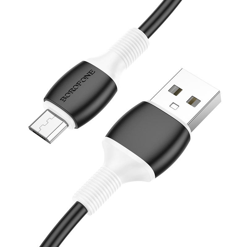 Кабель USB - микро USB Borofone BX84 Rise, 1.0м, 2.4A, цвет: чёрный (1/360)