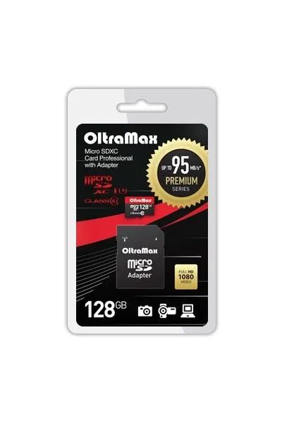 MicroSD  128GB  OltraMax Class 10 Premium UHS-I U3 (95 Mb/s) + SD адаптер
