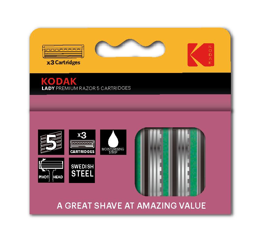 Сменные кассеты для бритья Kodak 30423411 Premium 5 лезвий 3 штуки для станка Prem Razor 5 розовый (