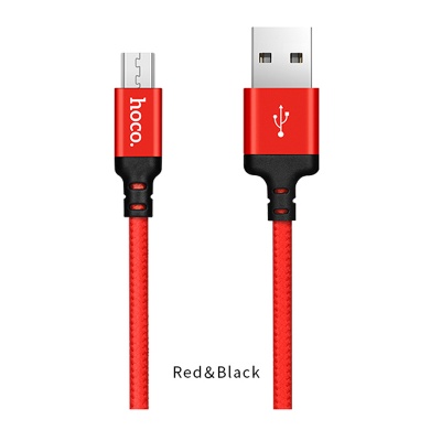 Кабель USB - микро USB HOCO X14 Times speed, 1.0м, круглый, 2.0A, ткань, цвет: красный (1/33/330)