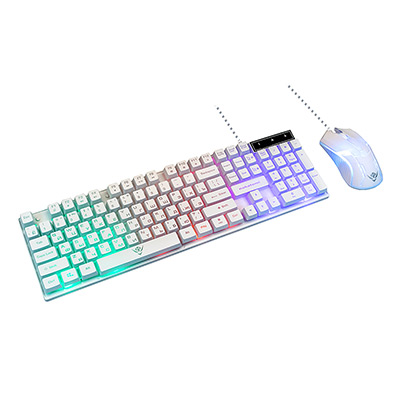 Комплект проводной игровой Клавиатура + Мышь KMG-2305U WHITE Nakatomi Gaming с RGB подсветкой, белая