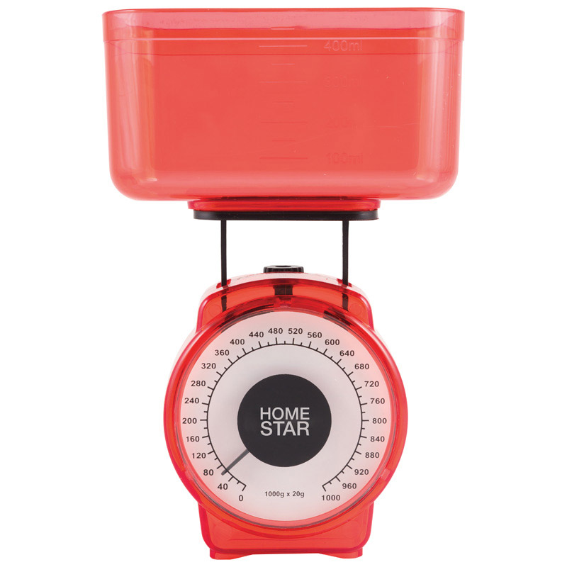 Весы кухонные механические HOMESTAR HS-3004М, 1 кг, цвет красный (1/20)