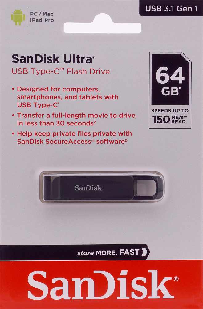 USB 3.1  64GB  SanDisk  Ultra USB Type-C, чёрный