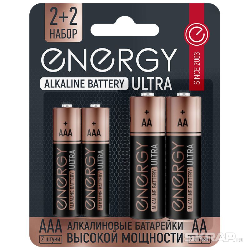 Элемент питания Energy Ultra LR6+LR03/4B (АА+ААА) (4/40/320)